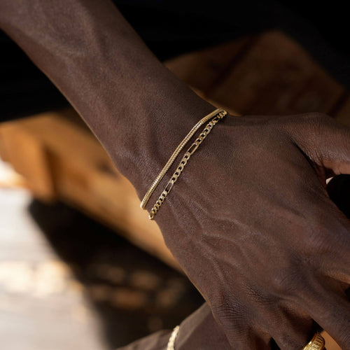 FIGARO COLLIER ARMBAND 3.40MM 925 ZILVER 18 KARAAT VERGULD - IDENTIM®