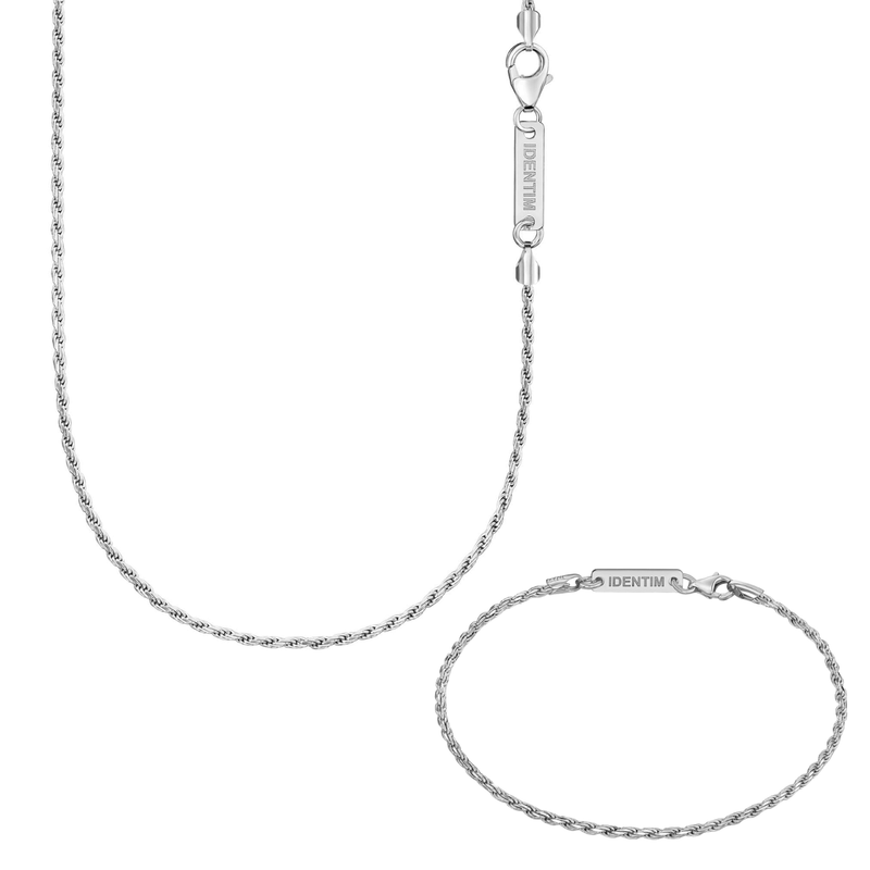 KOORD COLLIER SET 925 ZILVER GERHODINEERD 2,00MM