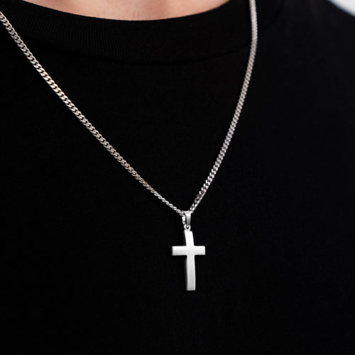 KRUIS COLLIER MAT 925 ZILVER GERHODINEERD - IDENTIM®