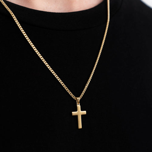 KRUIS COLLIER MAT 925 ZILVER 18 KARAAT VERGULD - IDENTIM®