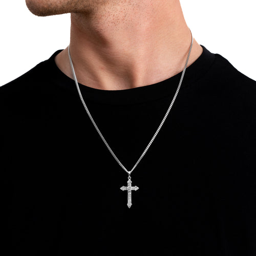 KRUIS KETTING ORNAMENTEN 925 ZILVER GERHODINEERD - IDENTIM®