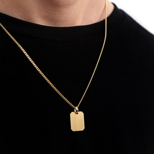 GRAVEERPLAATJE ACHTHOEK COLLIER 925 ZILVER 18 KARAAT VERGULD - IDENTIM®