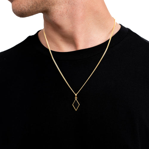 ONYX RHOMBUS COLLIER 925 ZILVER 18 KARAAT VERGULD - IDENTIM®