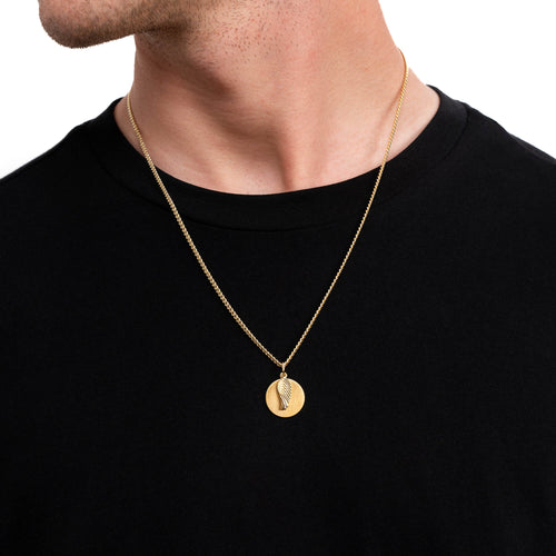 VLEUGEL GRAVEERPLAAT COLLIER 925 ZILVER 18 KARAAT VERGULD - IDENTIM®