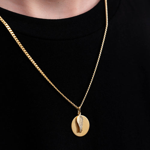 VLEUGEL GRAVEERPLAAT COLLIER 925 ZILVER 18 KARAAT VERGULD - IDENTIM®