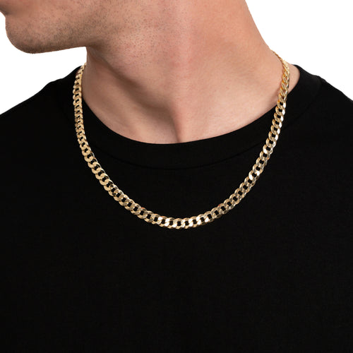 SCHAKELKETTING 925 ZILVER 18 KARAAT VERGULD 7,80MM - IDENTIM®