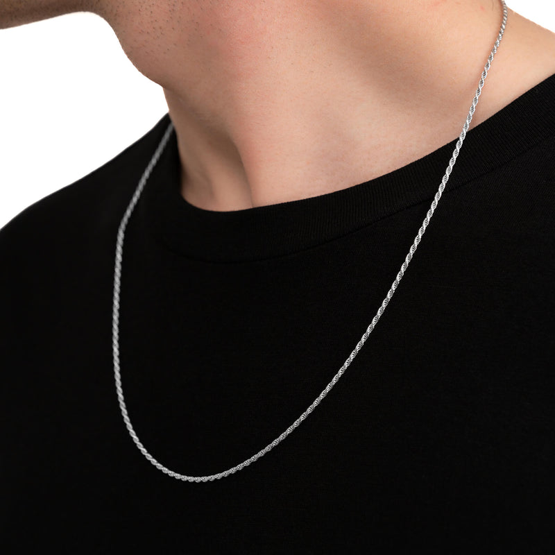 Koord ketting 925 zilver gerhodineerd 2,00mm