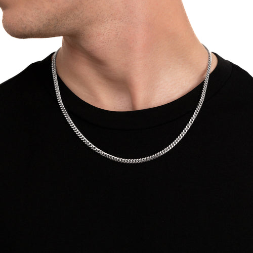 RONDSNOER SET CUBAANS 925 ZILVER GERHODINEERD 4,00MM - IDENTIM®