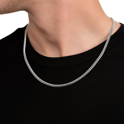 RONDSNOER SET CUBAANS 925 ZILVER GERHODINEERD 4,00MM - IDENTIM®