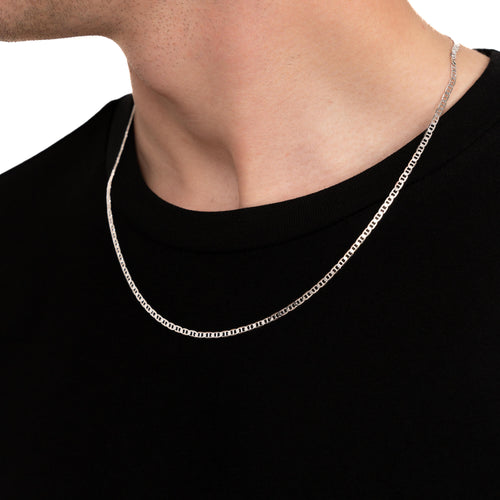 GEPANTSERDE BAR KETTING 925 ZILVER GERHODINEERD 2,80MM - IDENTIM®