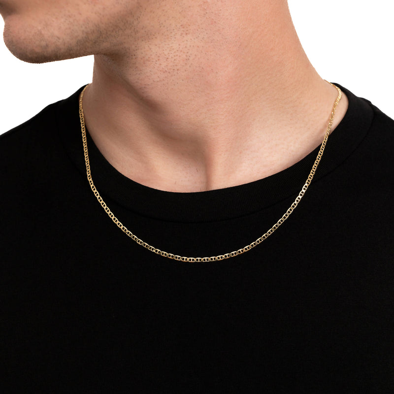 GEPANTSERDE BAR KETTING 925 ZILVER 18 KARAAT VERGULD 2,80MM