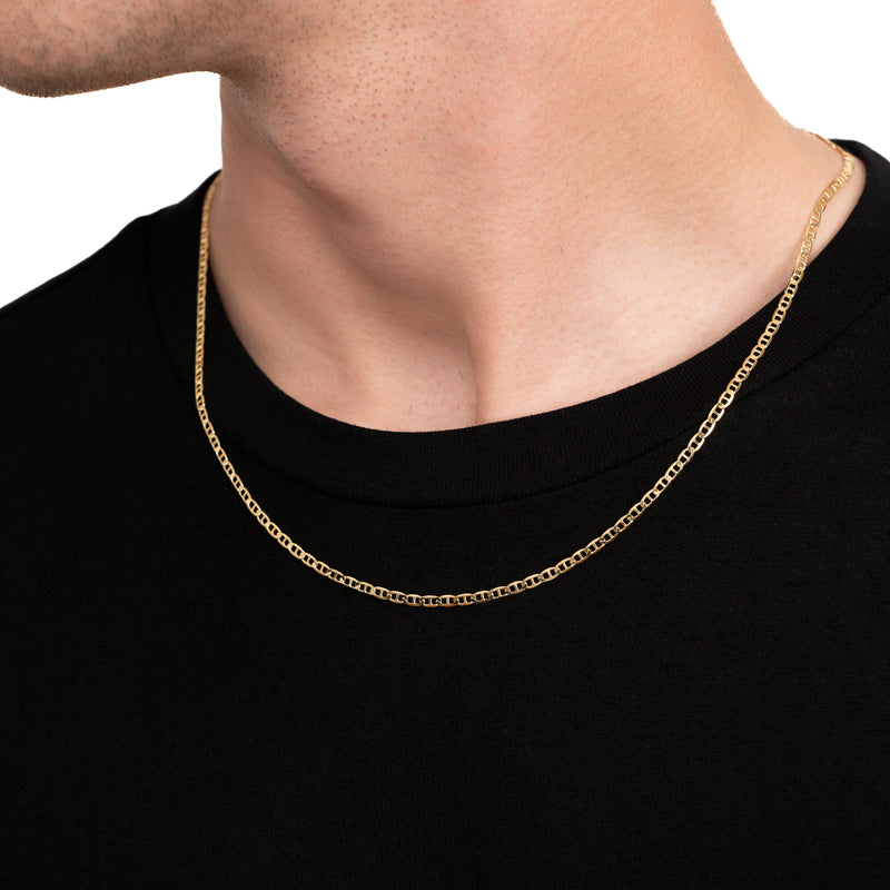 GEPANTSERDE BAR KETTING 925 ZILVER 18 KARAAT VERGULD 2,80MM