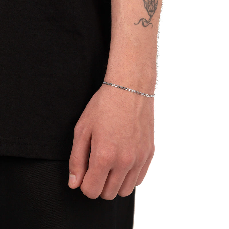 GEPANTSERDE BAR ARMBAND 925 ZILVER GERHODINEERD 2,80MM