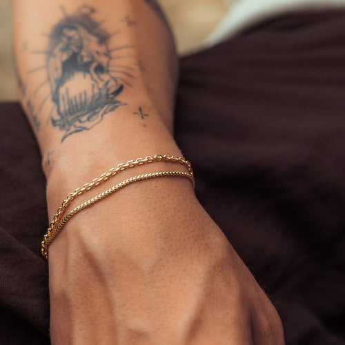 ARMBANDSET ERBS FRANCO GOUDEN ARMBAND 925 ZILVER 18 KARAAT VERGULD - IDENTIM®