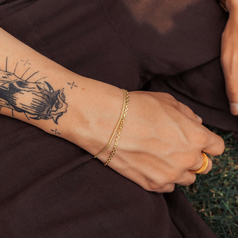 FRANCOKETTE ARMBAND 925 ZILVER 18 KARAAT VERGULD 1,60MM