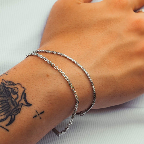 ARMBAND SET ERBS FRANCO ZILVER ARMBAND 925 ZILVER GERHODINEERD - IDENTIM®