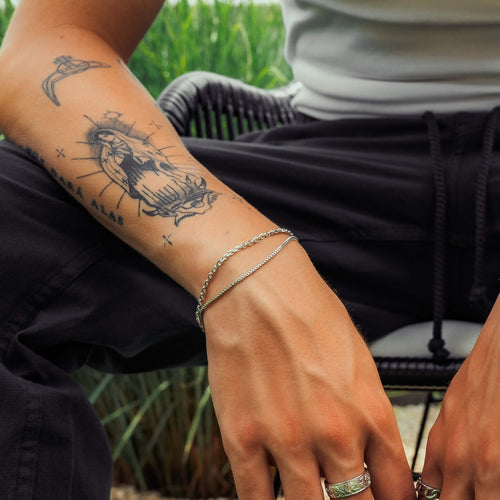 ARMBAND SET ERBS FRANCO ZILVER ARMBAND 925 ZILVER GERHODINEERD - IDENTIM®