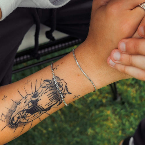 ARMBAND SET ERBS FRANCO ZILVER ARMBAND 925 ZILVER GERHODINEERD - IDENTIM®