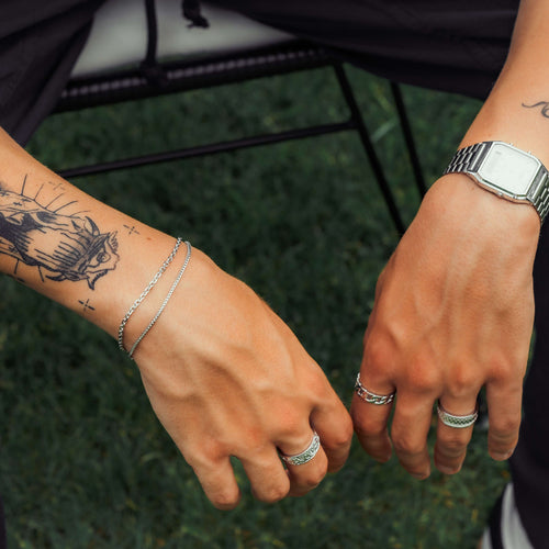 ARMBAND SET ERBS FRANCO ZILVER ARMBAND 925 ZILVER GERHODINEERD - IDENTIM®