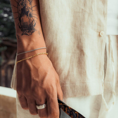 ARMBAND SET ERBS FRANCO ZILVER & GOUD ARMBAND 925 ZILVER BICOLOUR - IDENTIM®