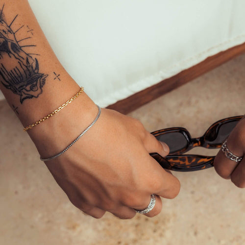 ARMBAND SET ERBS FRANCO ZILVER & GOUD ARMBAND 925 ZILVER BICOLOUR - IDENTIM®