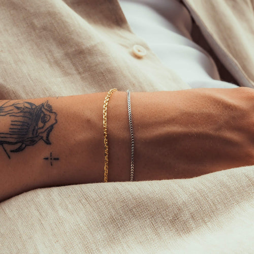 ARMBAND SET ERBS FRANCO ZILVER & GOUD ARMBAND 925 ZILVER BICOLOUR - IDENTIM®