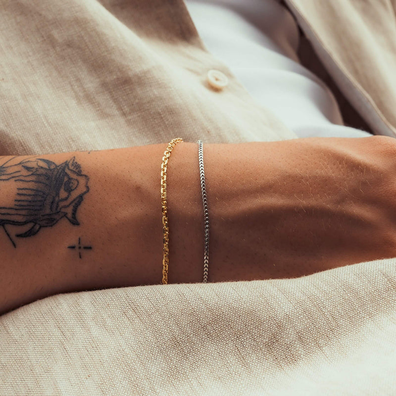 ARMBAND SET ERBS FRANCO ZILVER & GOUD ARMBAND 925 ZILVER BICOLOUR