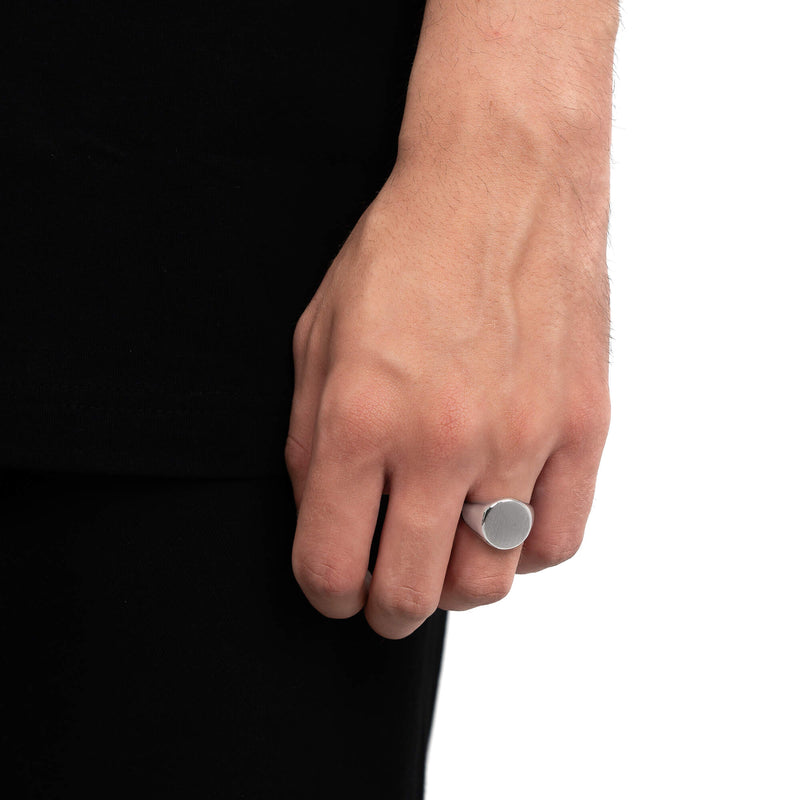 Signetring geborsteld ovaal 925 zilver gerhodineerd