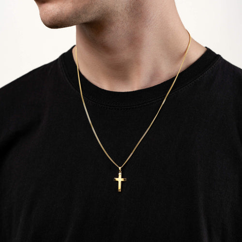 KRUIS GEPOLIJST COLLIER 333 GOUD - IDENTIM®