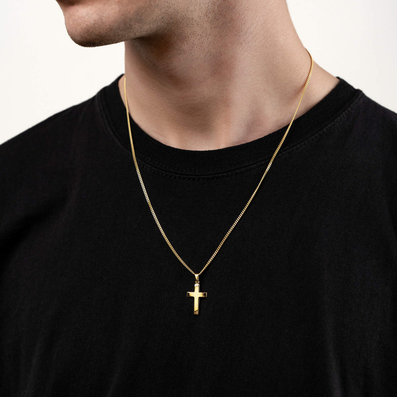 KRUIS GEPOLIJST COLLIER 333 GOUD