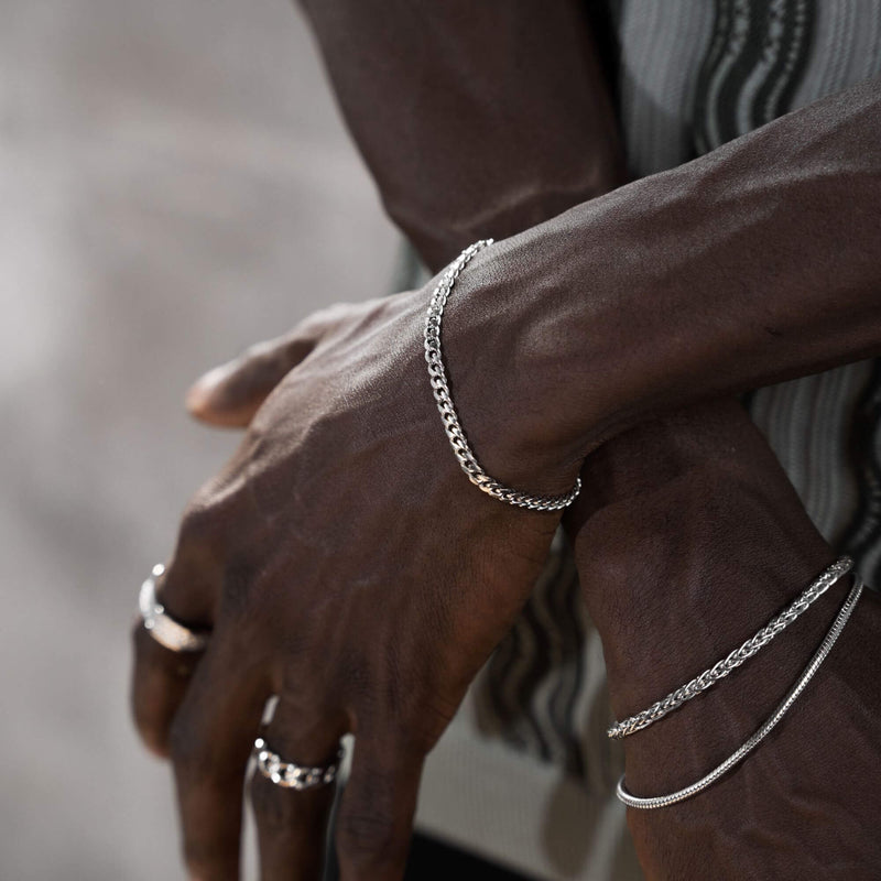 CURB KETTING CUBAANSE ARMBAND 925 ZILVER GERHODINEERD 4,00MM