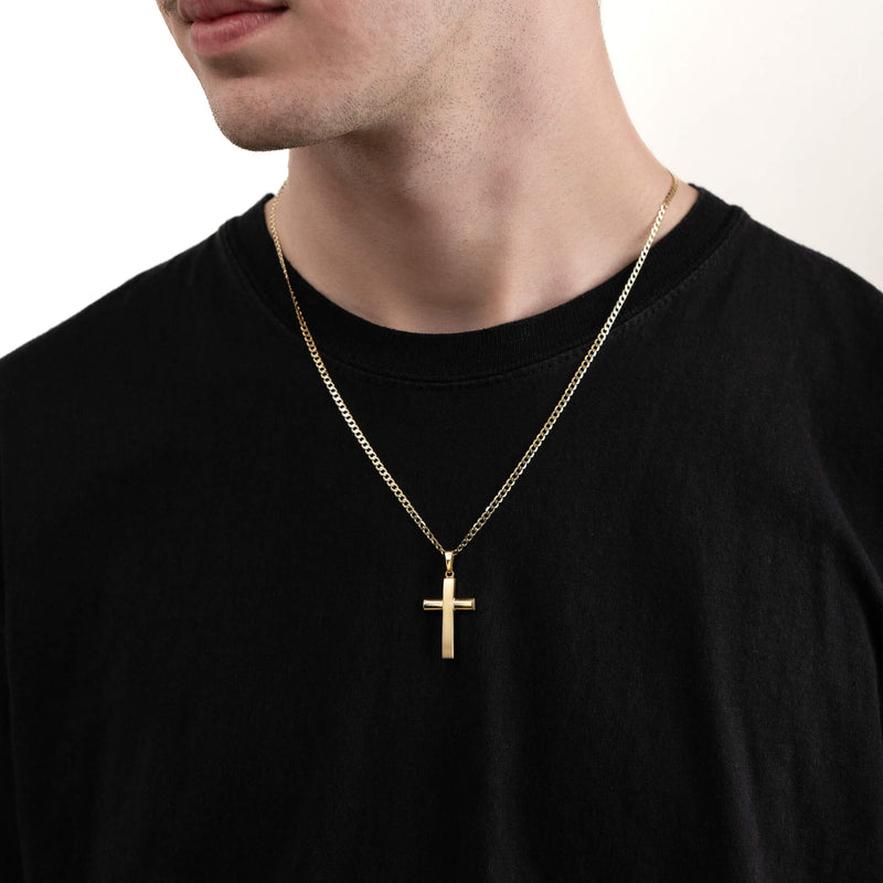 KRUIS MAT GEPOLIJST COLLIER 333 GOUD