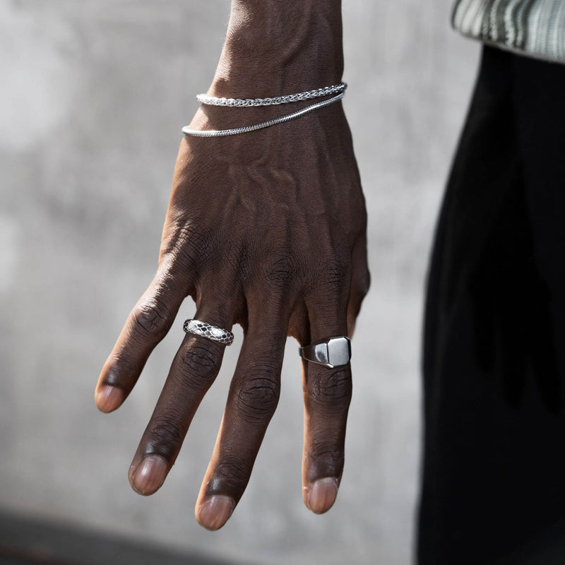 Signetring geborsteld achthoek 925 zilver gerhodineerd
