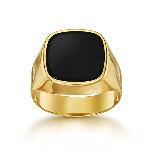 ZEGELRING ONYX VIERKANT 585 GOUD - IDENTIM®
