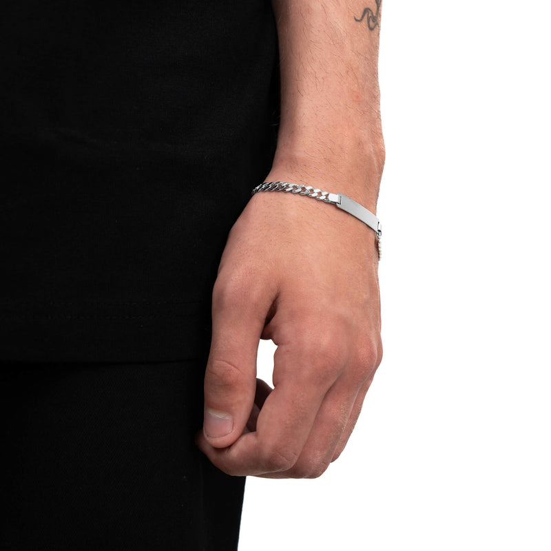 Graveerarmband Graveerplaatje Armor ID armband Frosted