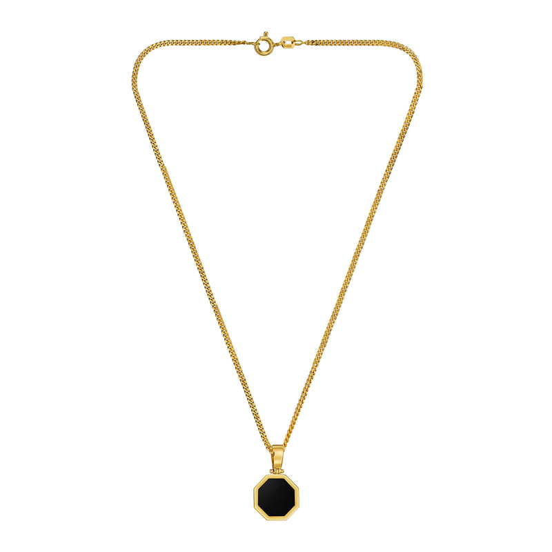 ONYX OCTAGON HALSKETTING 585 GOUD