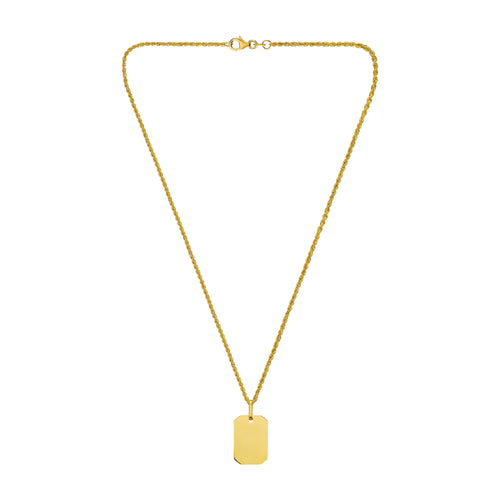 GRAVEERPLAATJE ACHTHOEK HALSKETTING 585 GOUD - IDENTIM®