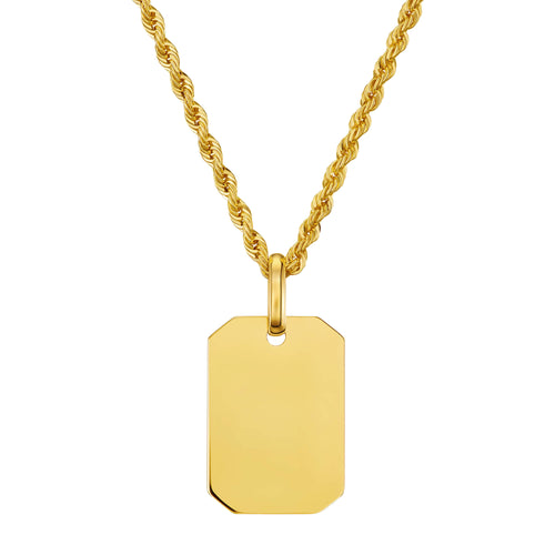 GRAVEERPLAATJE ACHTHOEK HALSKETTING 585 GOUD - IDENTIM®
