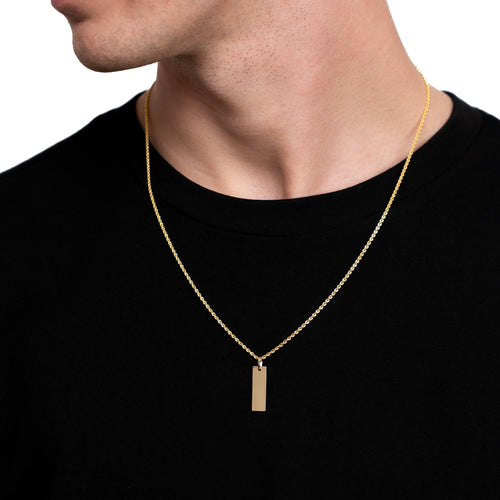 GRAVEERPLAATJE REKBAAR COLLIER 585 GOUD - IDENTIM®