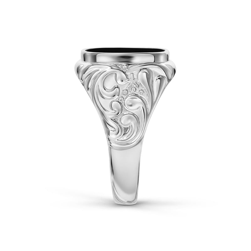 ART NOUVEAU ZEGELRING MALACHIET 585, 750 WITGOUD, 950 PLATINA