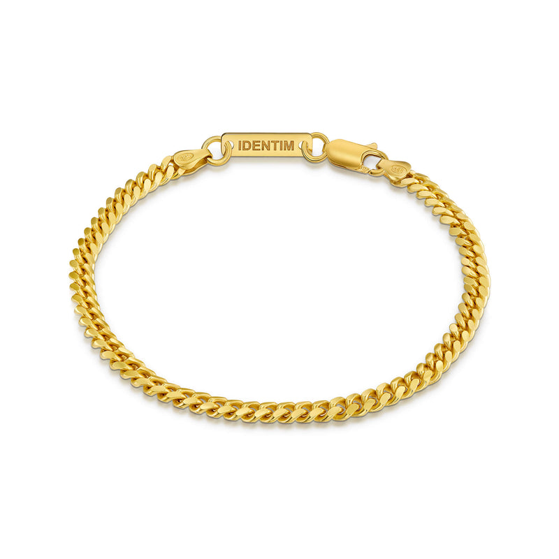CURB KETTING CUBAANSE ARMBAND 4.00MM 925 ZILVER 18 KARAAT VERGULD