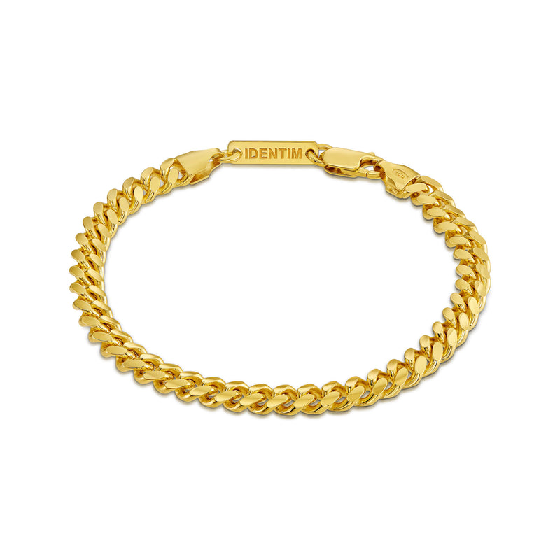 CURB KETTING CUBAANSE ARMBAND 5.30MM 925 ZILVER 18 KARAAT VERGULD