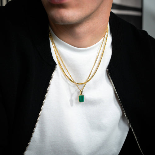 MALACHIET COLLIER KRULKETTING 925 ZILVER 18 KARAAT VERGULD - IDENTIM®