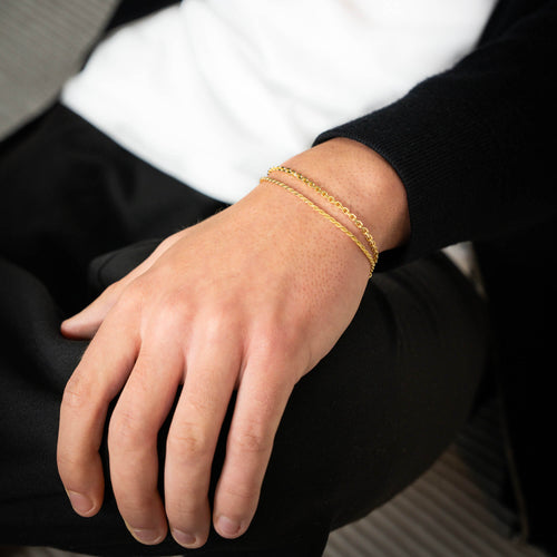 ARMBAND SET KOORD ERBS 925 ZILVER 18 KARAAT VERGULD - IDENTIM®