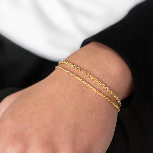 ARMBAND SET KOORD ERBS 925 ZILVER 18 KARAAT VERGULD - IDENTIM®