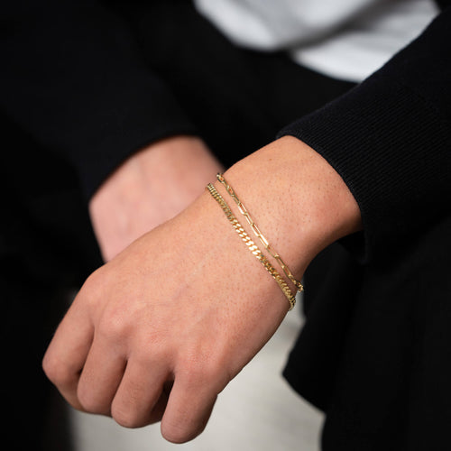 ARMBANDSET ARMOUR PAPERCLIP 925 ZILVER 18 KARAAT VERGULD - IDENTIM®