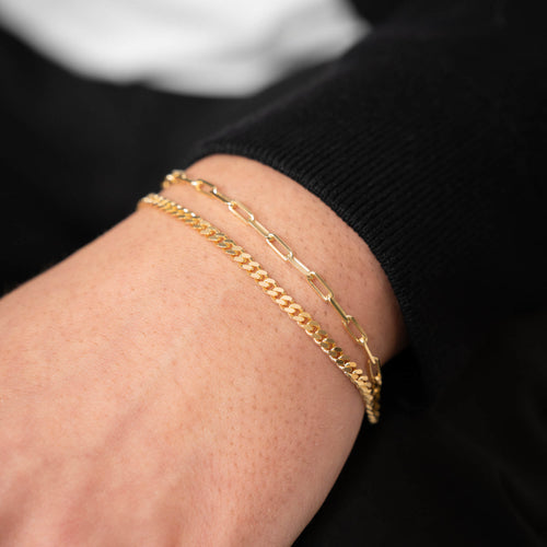 ARMBANDSET ARMOUR PAPERCLIP 925 ZILVER 18 KARAAT VERGULD - IDENTIM®