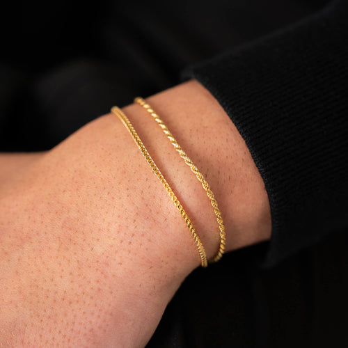 ARMBANDENSET FRANCO KOORD 925 ZILVER 18 KARAAT VERGULD - IDENTIM®