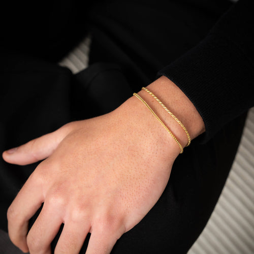 ARMBANDENSET FRANCO KOORD 925 ZILVER 18 KARAAT VERGULD - IDENTIM®