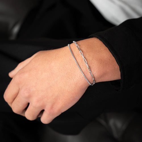 ARMBAND SET VENEZIA PAPERCLIP 925 ZILVER GERHODINEERD - IDENTIM®